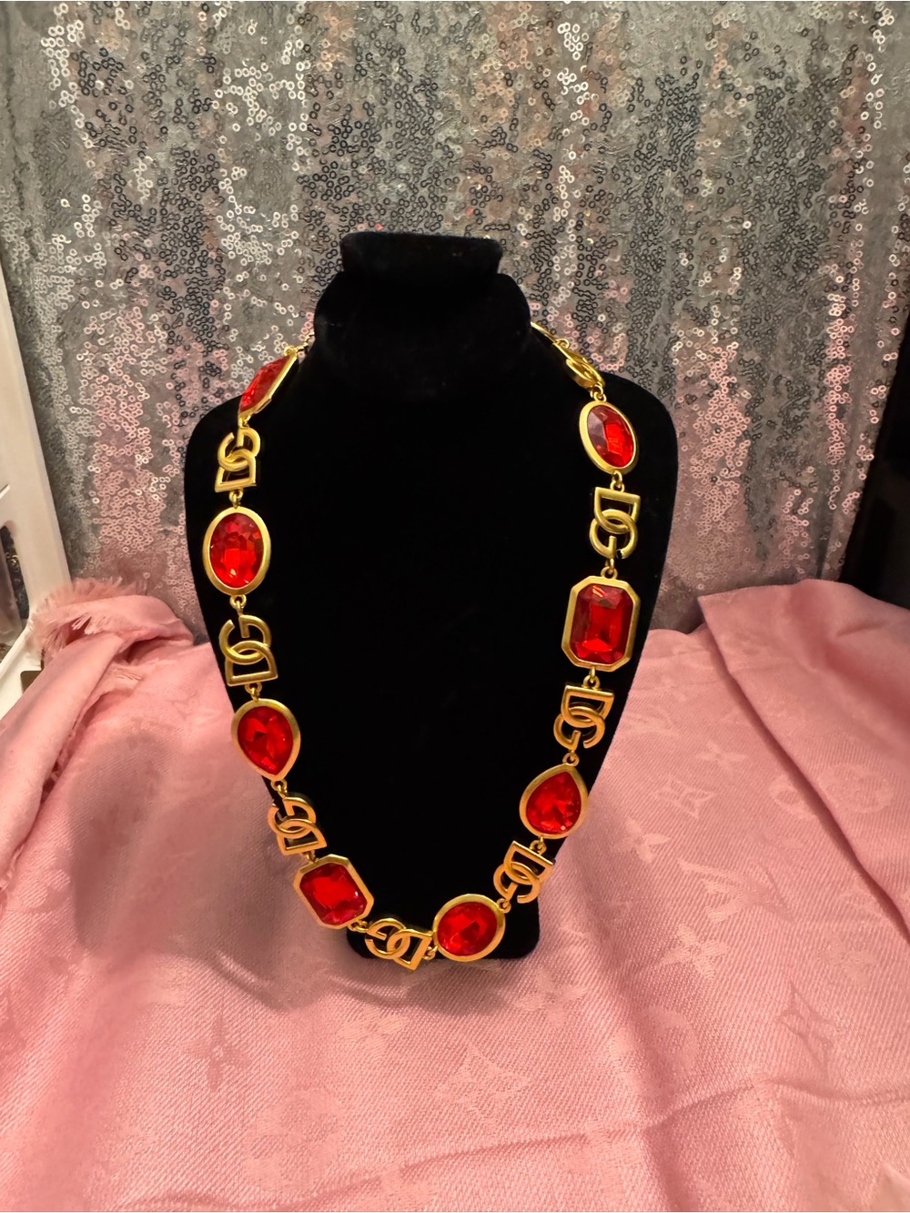 Dolce & Gabbana Gold-Tone Necklace with Red Stones
